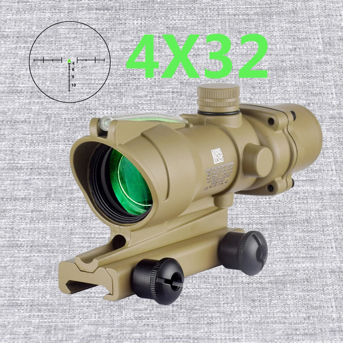 Skunk ACOG 4X32 4X Magnifier Fiber Optics Red/Green Dot Scope w/ Flash Shroud