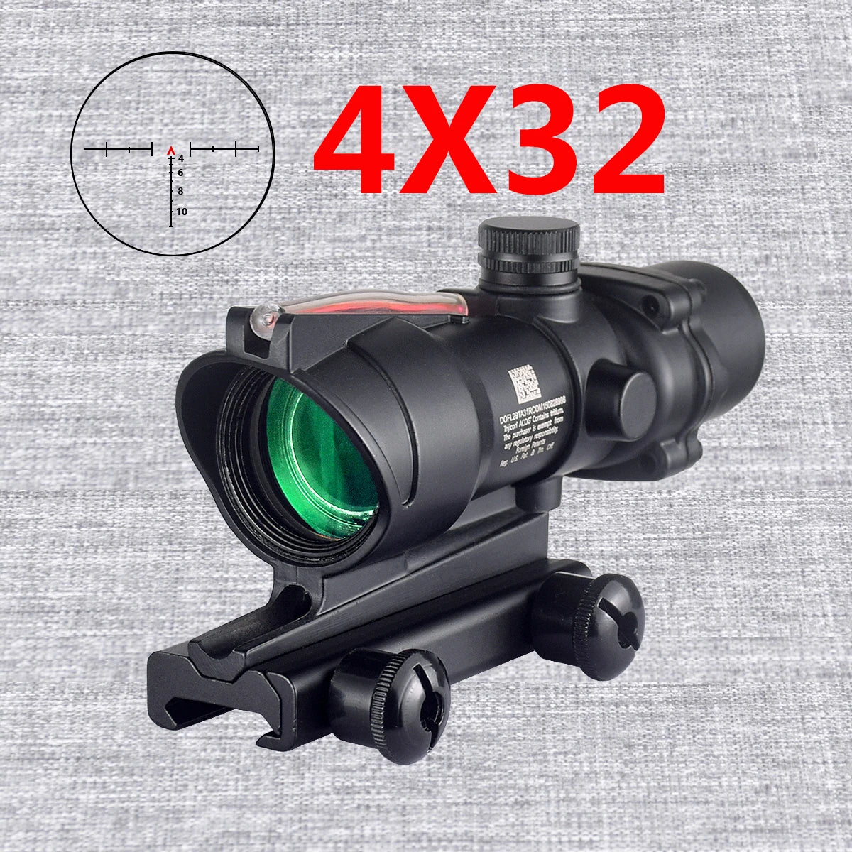 Skunk ACOG 4X32 4X Magnifier Fiber Optics Red/Green Dot Scope w/ Flash Shroud