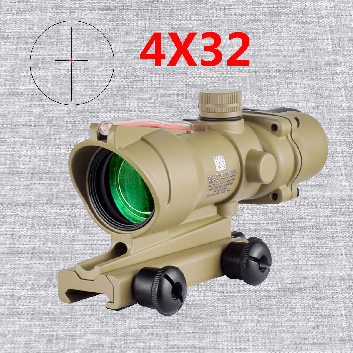 Skunk ACOG 4X32 4X Magnifier Fiber Optics Red/Green Dot Scope w/ Flash Shroud