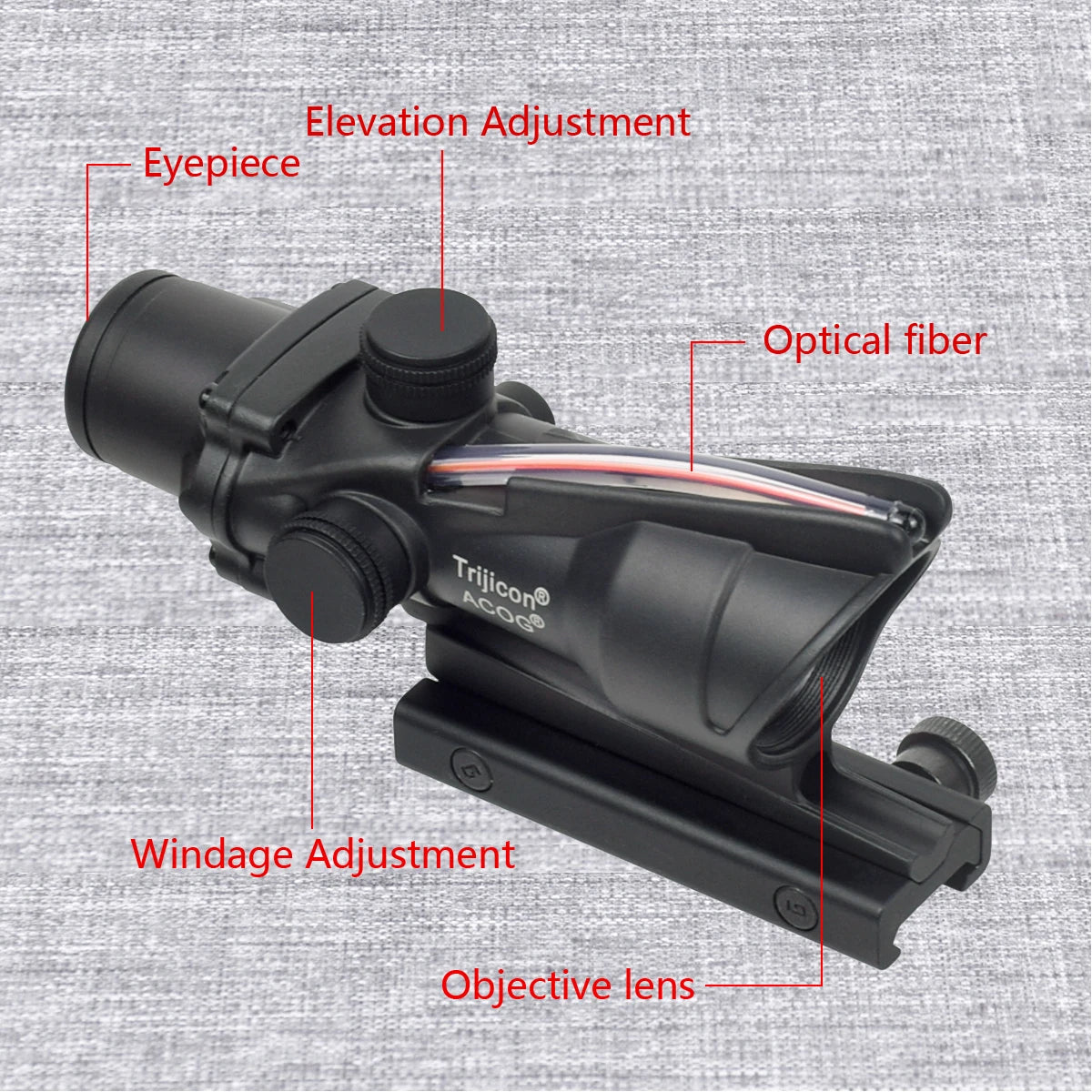 Skunk ACOG 4X32 4X Magnifier Fiber Optics Red/Green Dot Scope w/ Flash Shroud