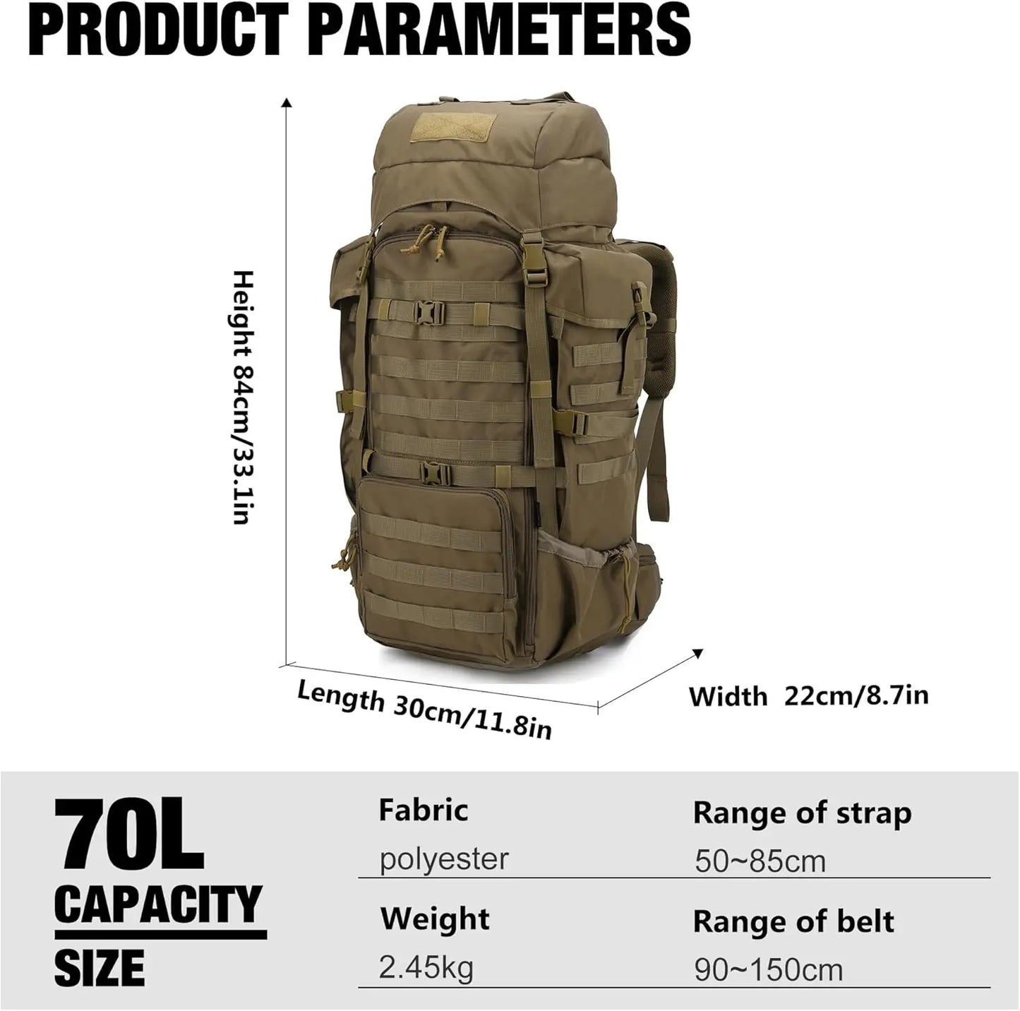 Baron 70L Internal Framed Tactical Rucksack