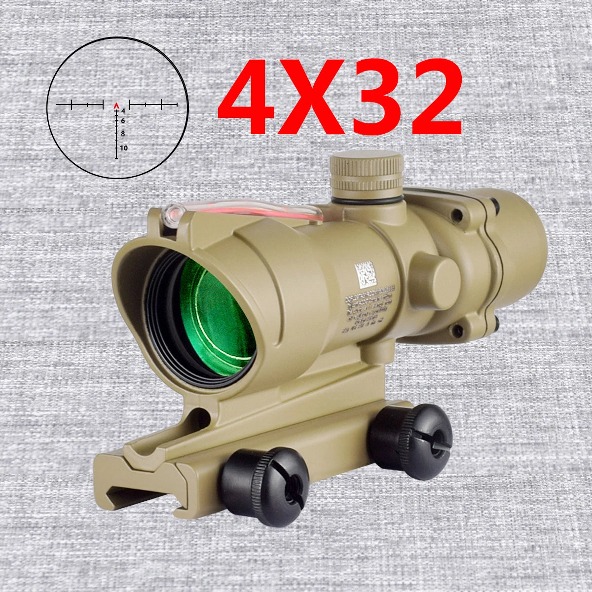 Skunk ACOG 4X32 4X Magnifier Fiber Optics Red/Green Dot Scope w/ Flash Shroud