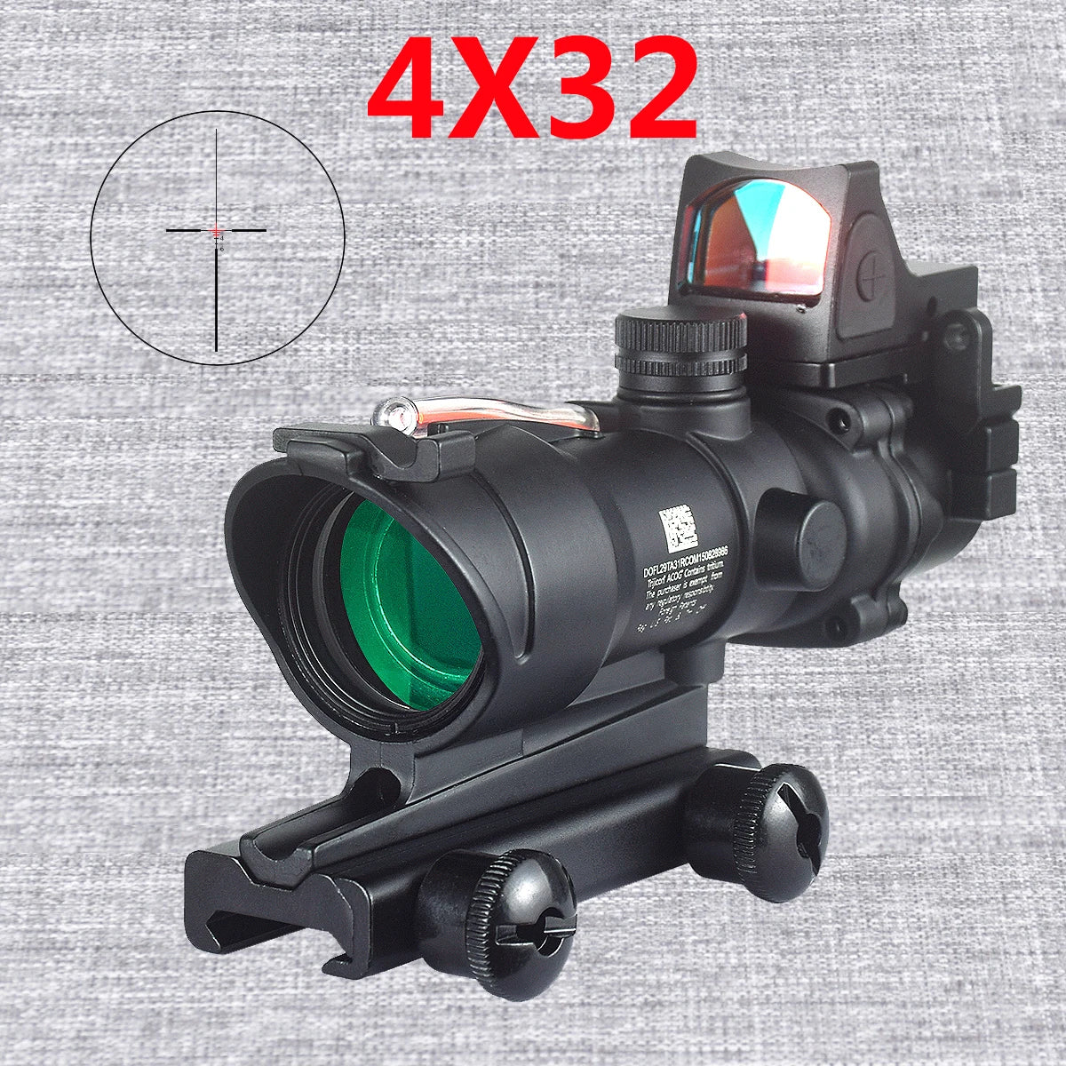 Skunk ACOG 4X32 4X Magnifier Fiber Optics Red/Green Dot Scope w/ Flash Shroud