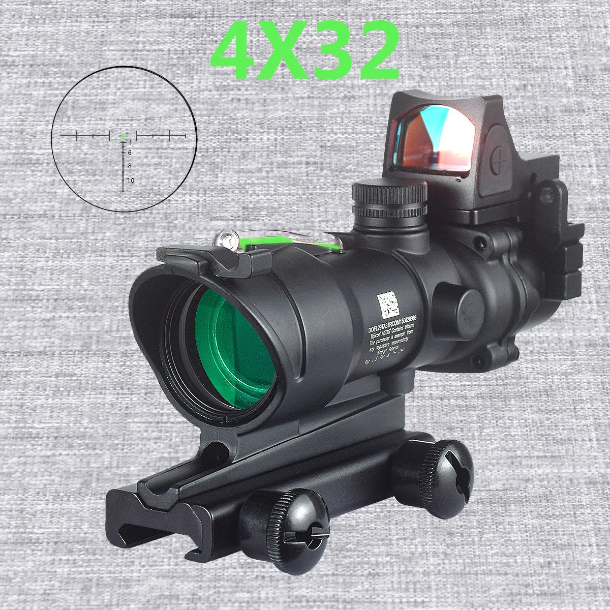 Skunk ACOG 4X32 4X Magnifier Fiber Optics Red/Green Dot Scope w/ Flash Shroud